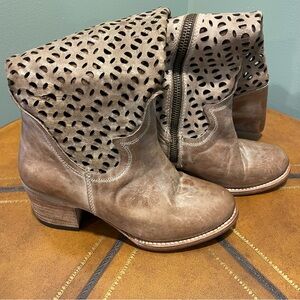 Freebird Taupe Perforated Ankle Boots